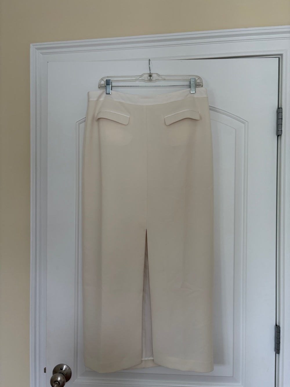 Talbots Cream Pencil Midi Skirt with Front Vent